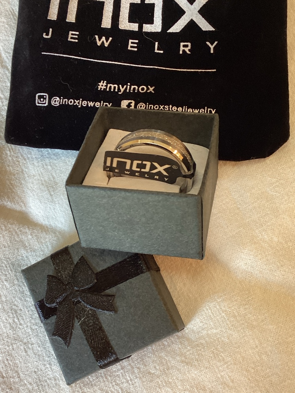 BNWT Inox Men’s Crystal Stainless Steel Ring